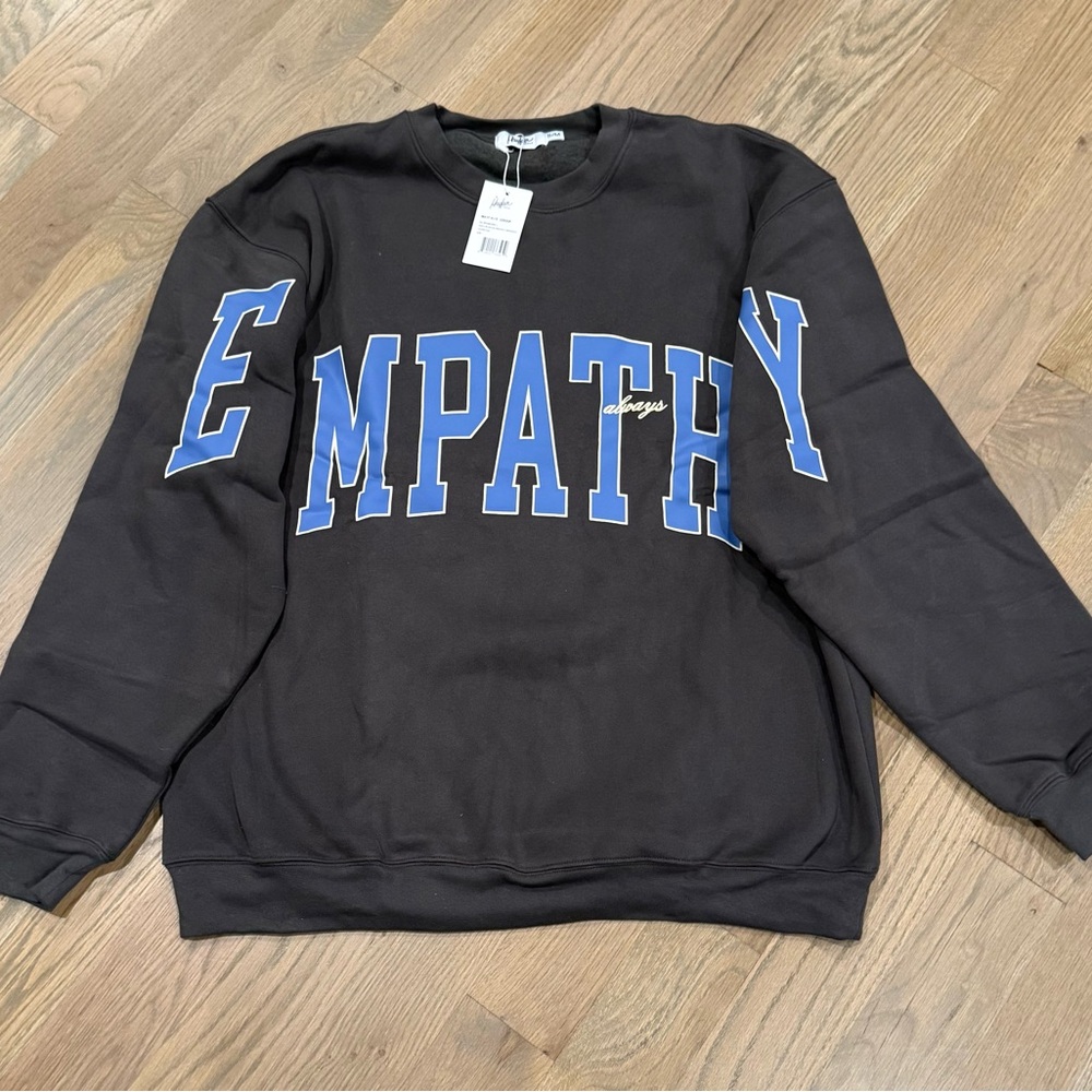 The Mayfair Group Ways To Show Empathy Crewneck Sweatshirt - Charcoal with Blue